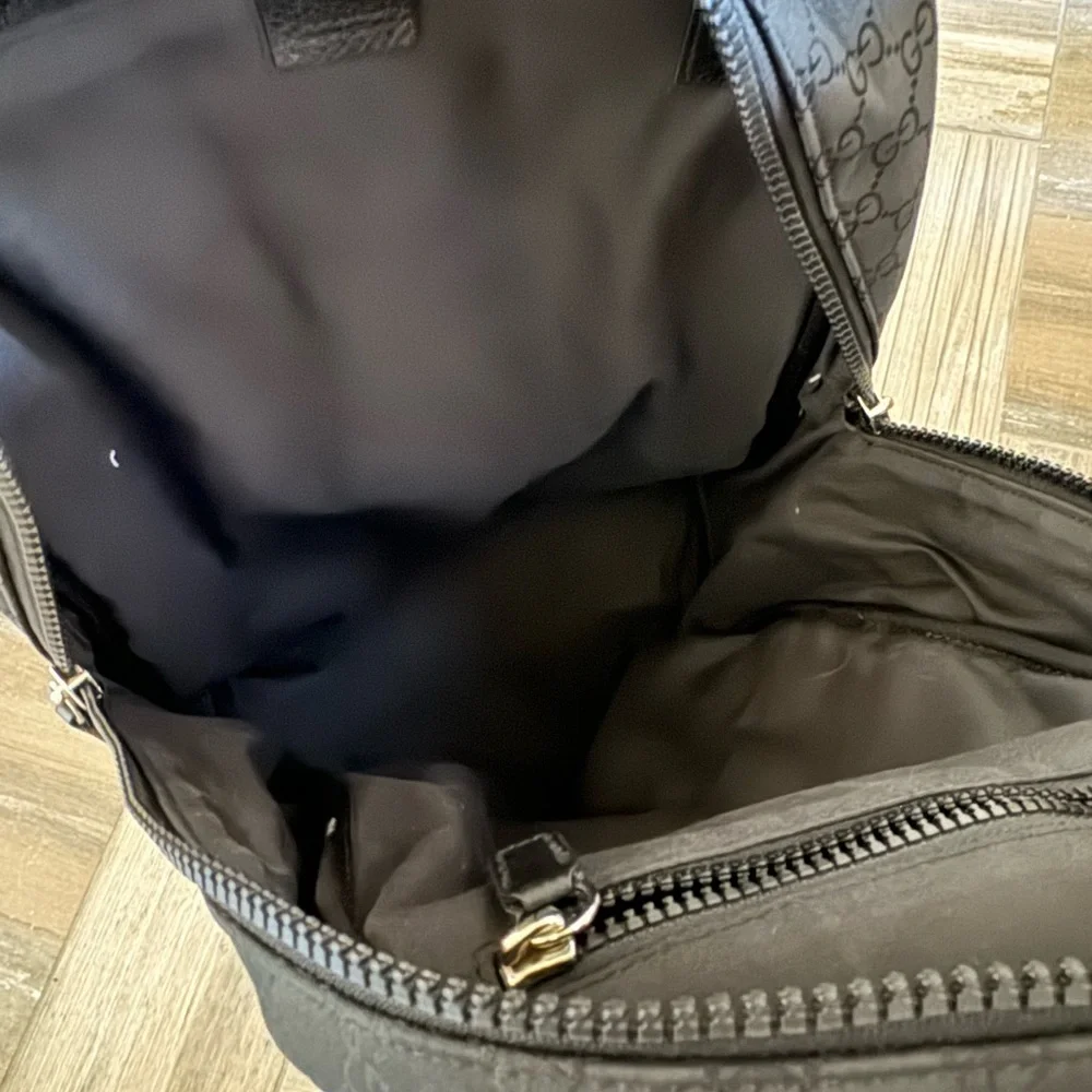 GUCCI GG Monogram Nylon & Leather Backpack in black